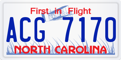 NC license plate ACG7170