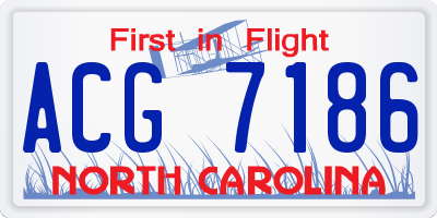 NC license plate ACG7186