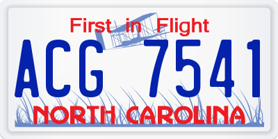 NC license plate ACG7541