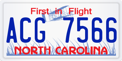 NC license plate ACG7566