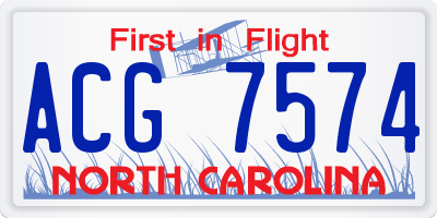 NC license plate ACG7574