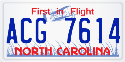 NC license plate ACG7614