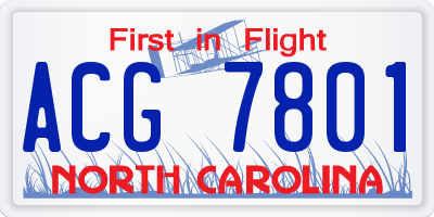 NC license plate ACG7801