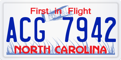 NC license plate ACG7942