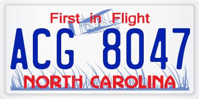 NC license plate ACG8047