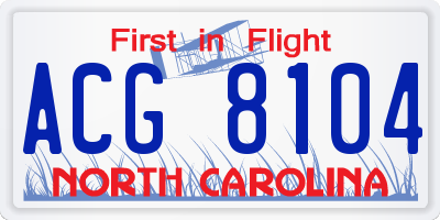NC license plate ACG8104
