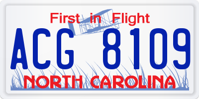 NC license plate ACG8109