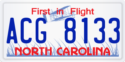 NC license plate ACG8133