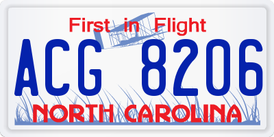 NC license plate ACG8206