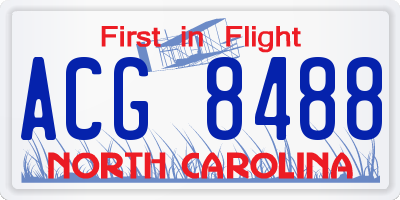 NC license plate ACG8488