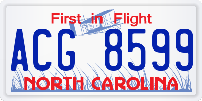 NC license plate ACG8599