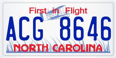 NC license plate ACG8646