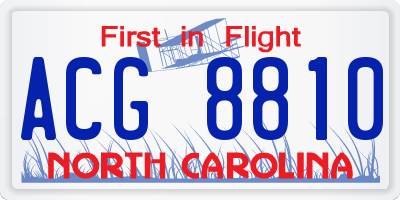 NC license plate ACG8810