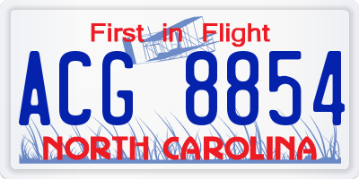 NC license plate ACG8854