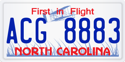 NC license plate ACG8883