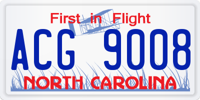 NC license plate ACG9008