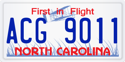 NC license plate ACG9011
