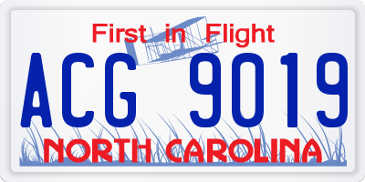 NC license plate ACG9019