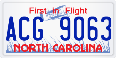 NC license plate ACG9063