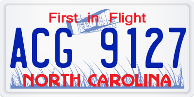NC license plate ACG9127