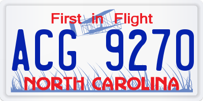 NC license plate ACG9270