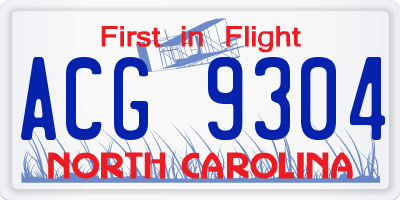 NC license plate ACG9304