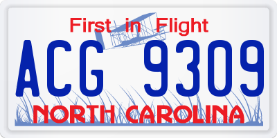NC license plate ACG9309