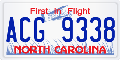 NC license plate ACG9338