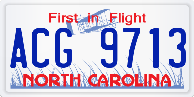 NC license plate ACG9713