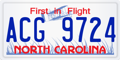 NC license plate ACG9724