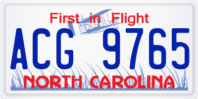 NC license plate ACG9765