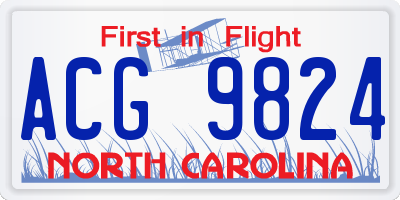 NC license plate ACG9824