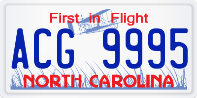 NC license plate ACG9995