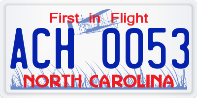 NC license plate ACH0053