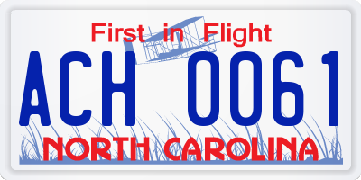 NC license plate ACH0061