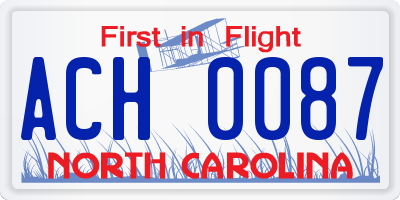 NC license plate ACH0087