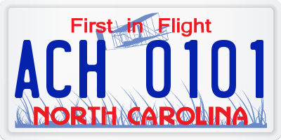 NC license plate ACH0101