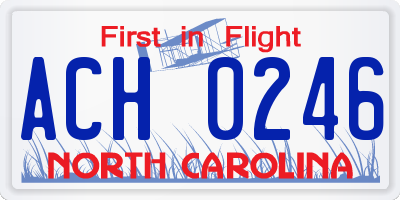 NC license plate ACH0246