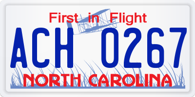 NC license plate ACH0267