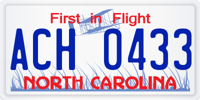 NC license plate ACH0433