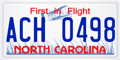 NC license plate ACH0498