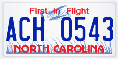 NC license plate ACH0543
