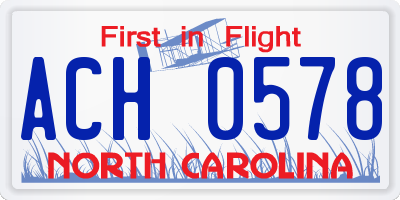 NC license plate ACH0578