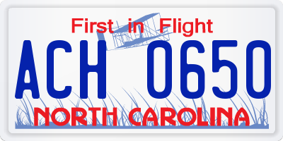 NC license plate ACH0650