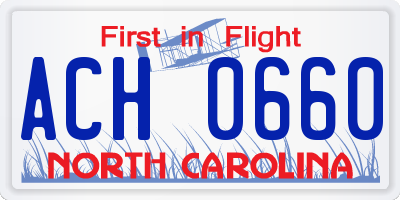 NC license plate ACH0660