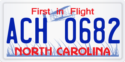 NC license plate ACH0682