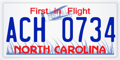 NC license plate ACH0734