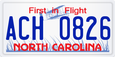 NC license plate ACH0826