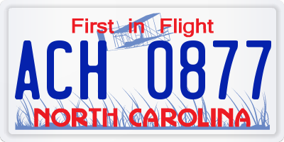NC license plate ACH0877