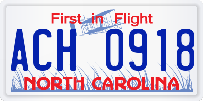 NC license plate ACH0918
